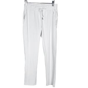 New Womens Small S White Joggers Pants Pockets Sweatpants Drawstring Lounge